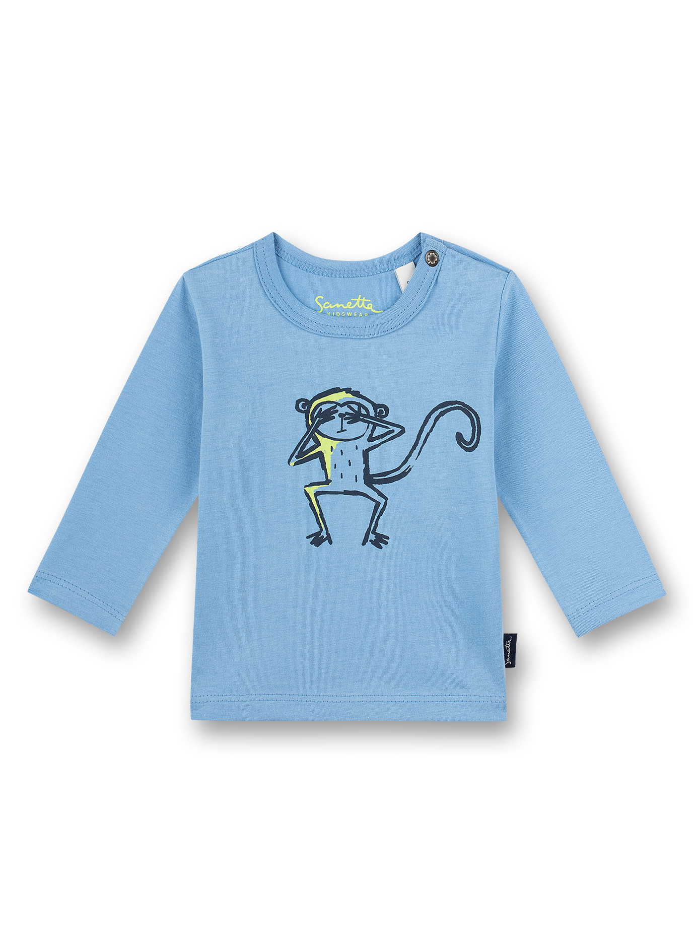 Jungen-Shirt langarm Hellblau Monkey Funky