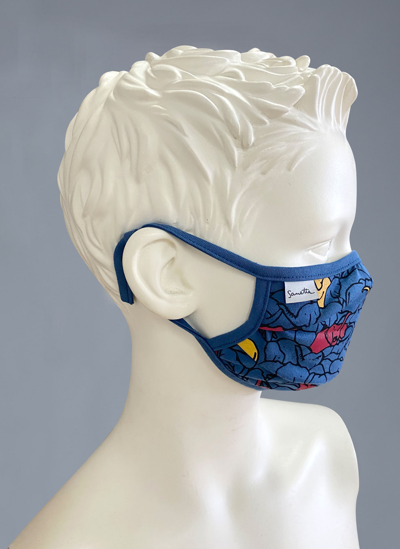 Wiederverwendbare Mund-Nasen-Maske Kinder Doppelpack Blau Elefanten