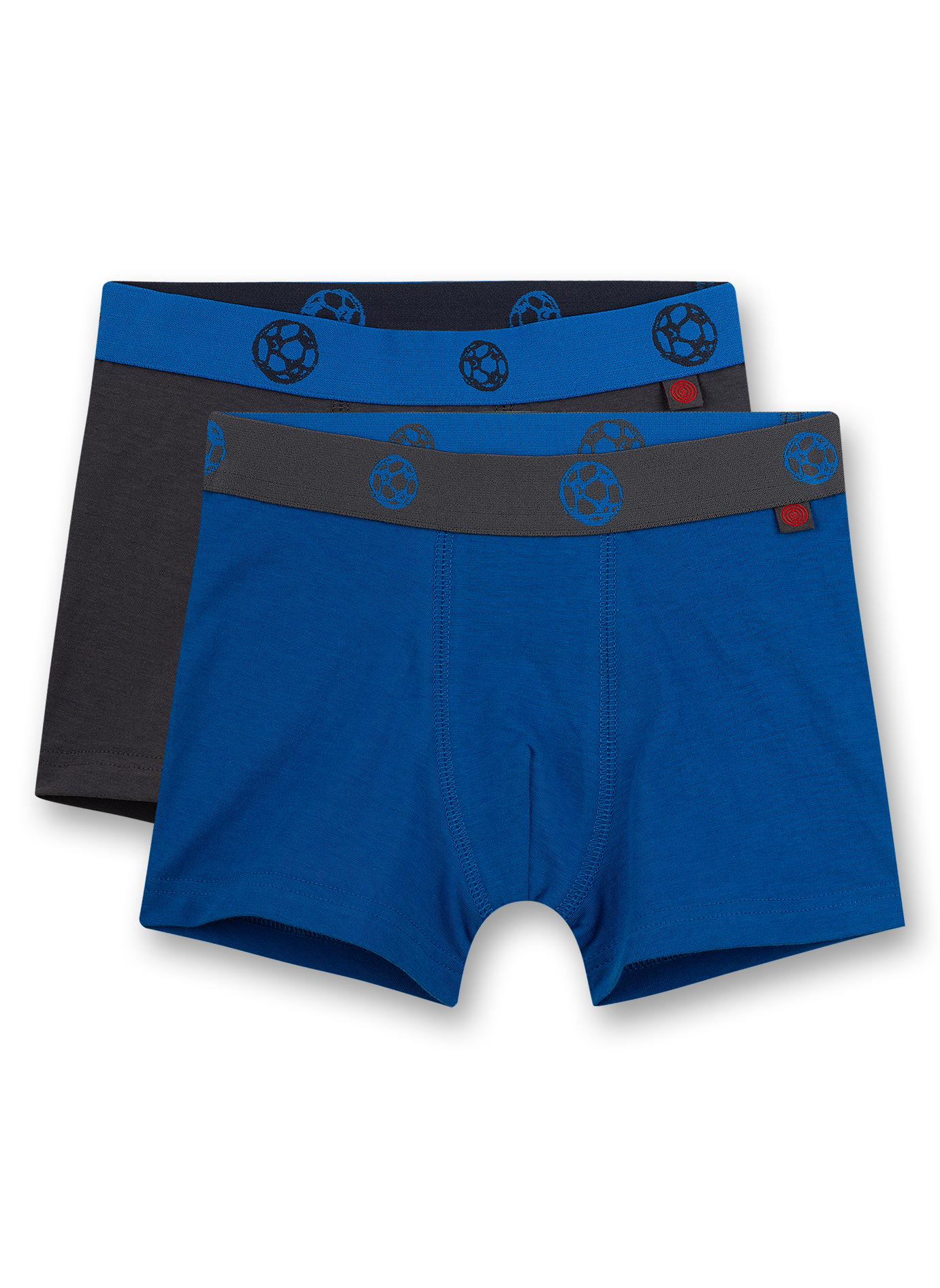 Jungen-Hipshorts (Doppelpack) Blau und Dunkelgrau Fußball