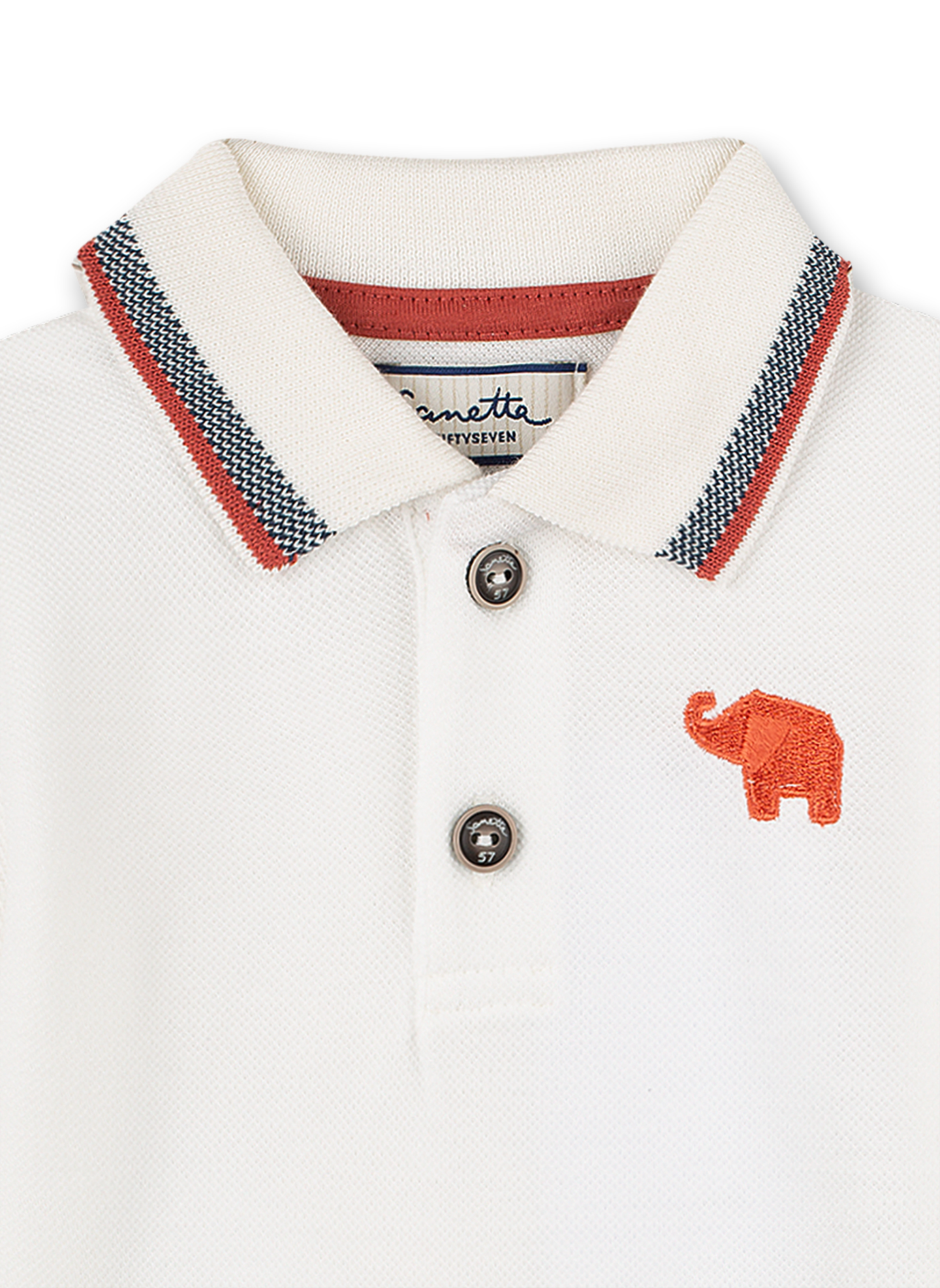 Jungen-Poloshirt langarm Off-White Family Elephant