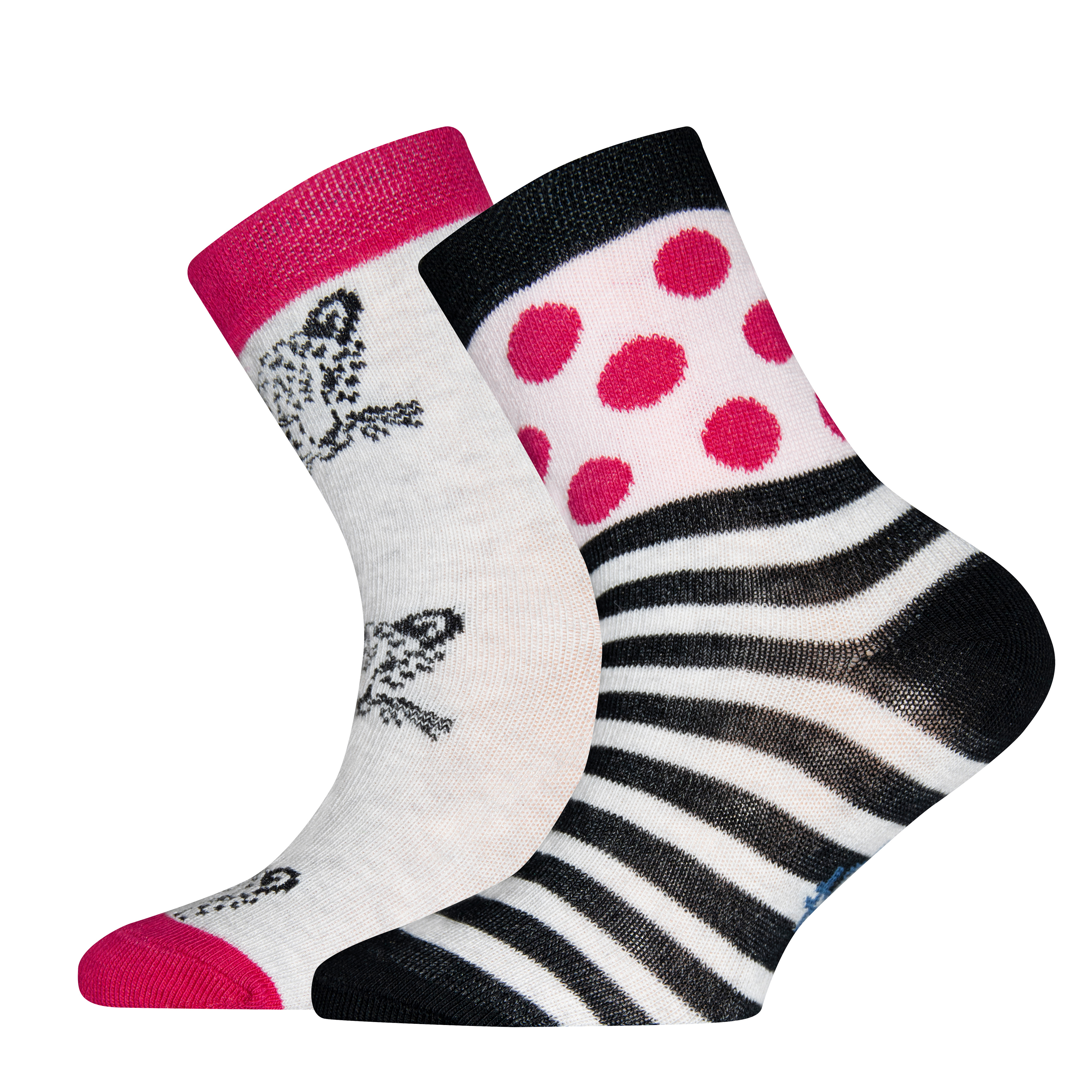 Mädchen-Socken (Doppelpack) Weiß und Ringel