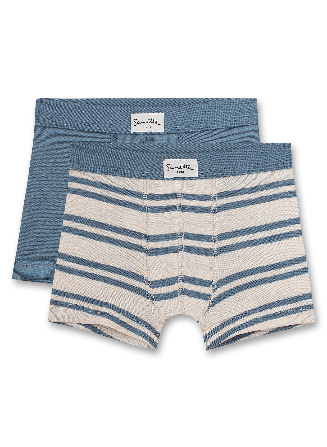 Jungen-Hipshorts (Doppelpack) Blau und Ringel