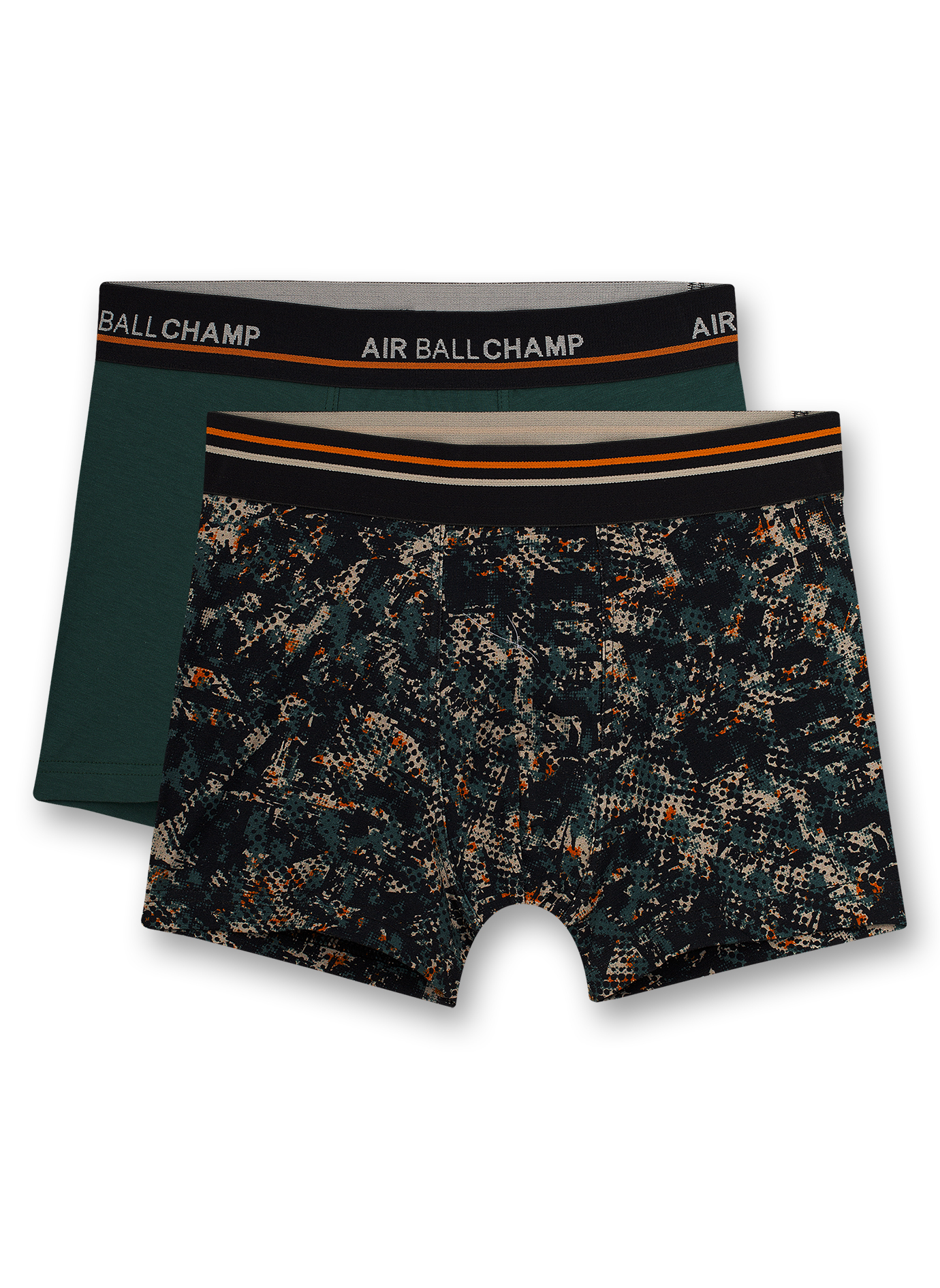 Jungen-Hipshorts (Doppelpack) Camouflage-Print und Dunkelgrün