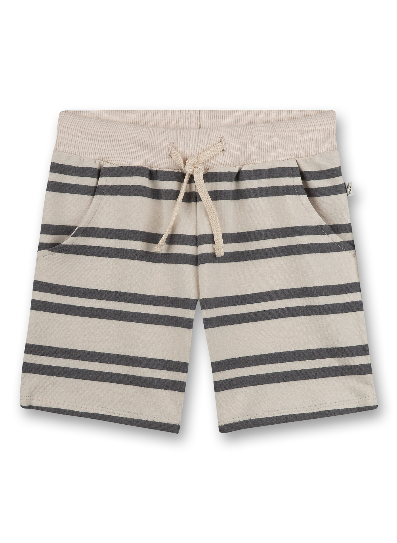 Jungen-Sweatshorts Dunkelgrau Ringel