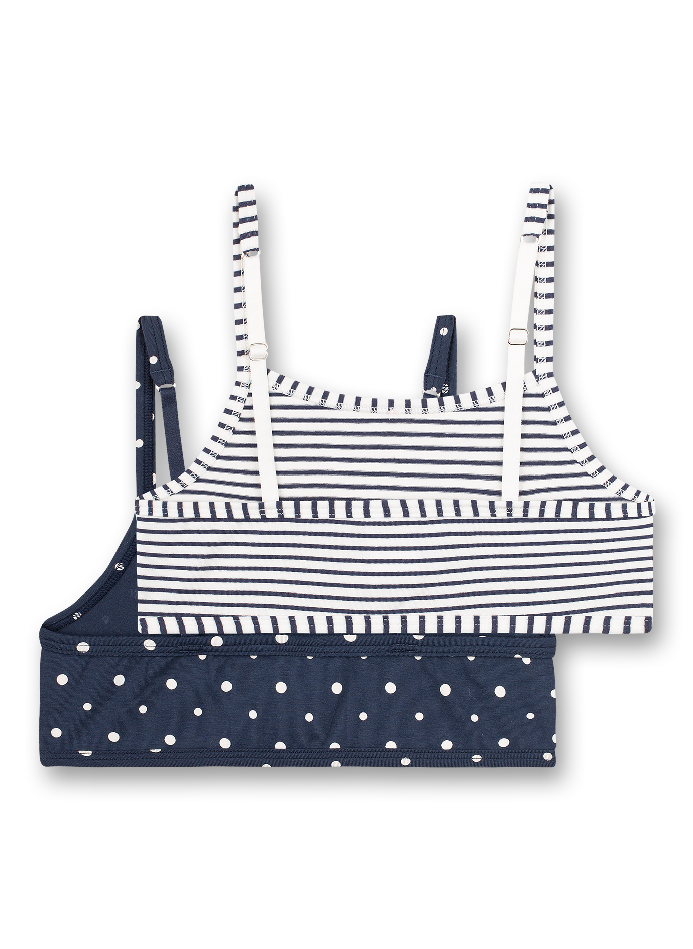 Mädchen-Bustier (Doppelpack) Dunkelblau Dots und Ringel