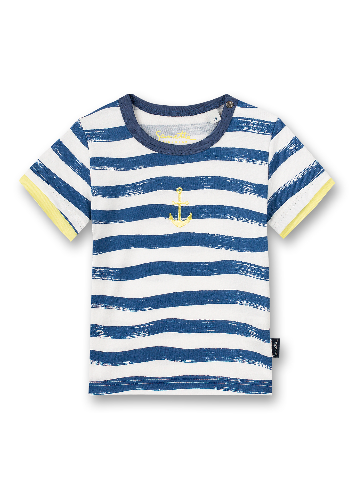 Jungen T-Shirt Off-White Blau geringelt Beach Crab