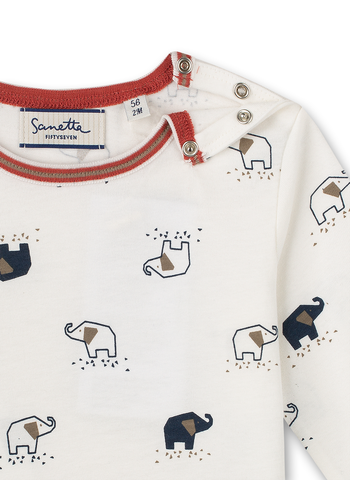 Jungen-Shirt langarm OFf-White Family Elephant