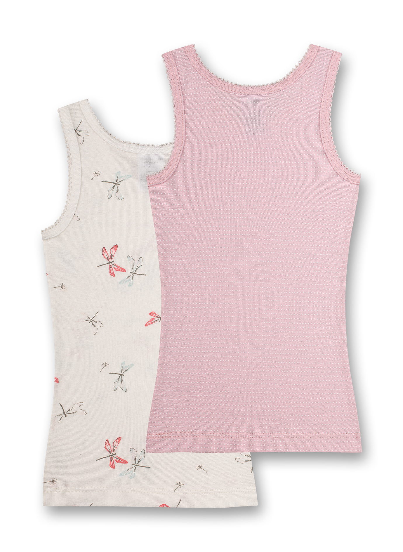 Mädchen-Unterhemd (Doppelpack) Off-White und Rosa Shiny Dragonfly