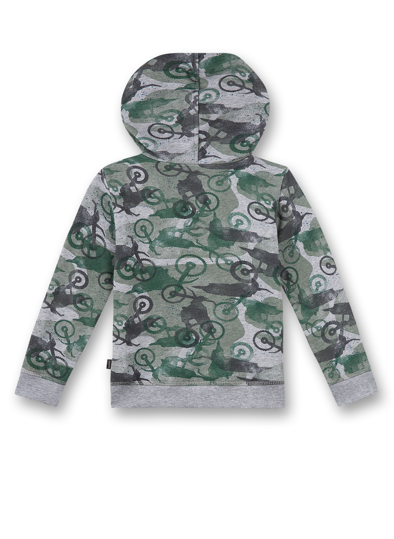 Jungen-Sweatjacke Graumelange Camouflage-Allover Motocross