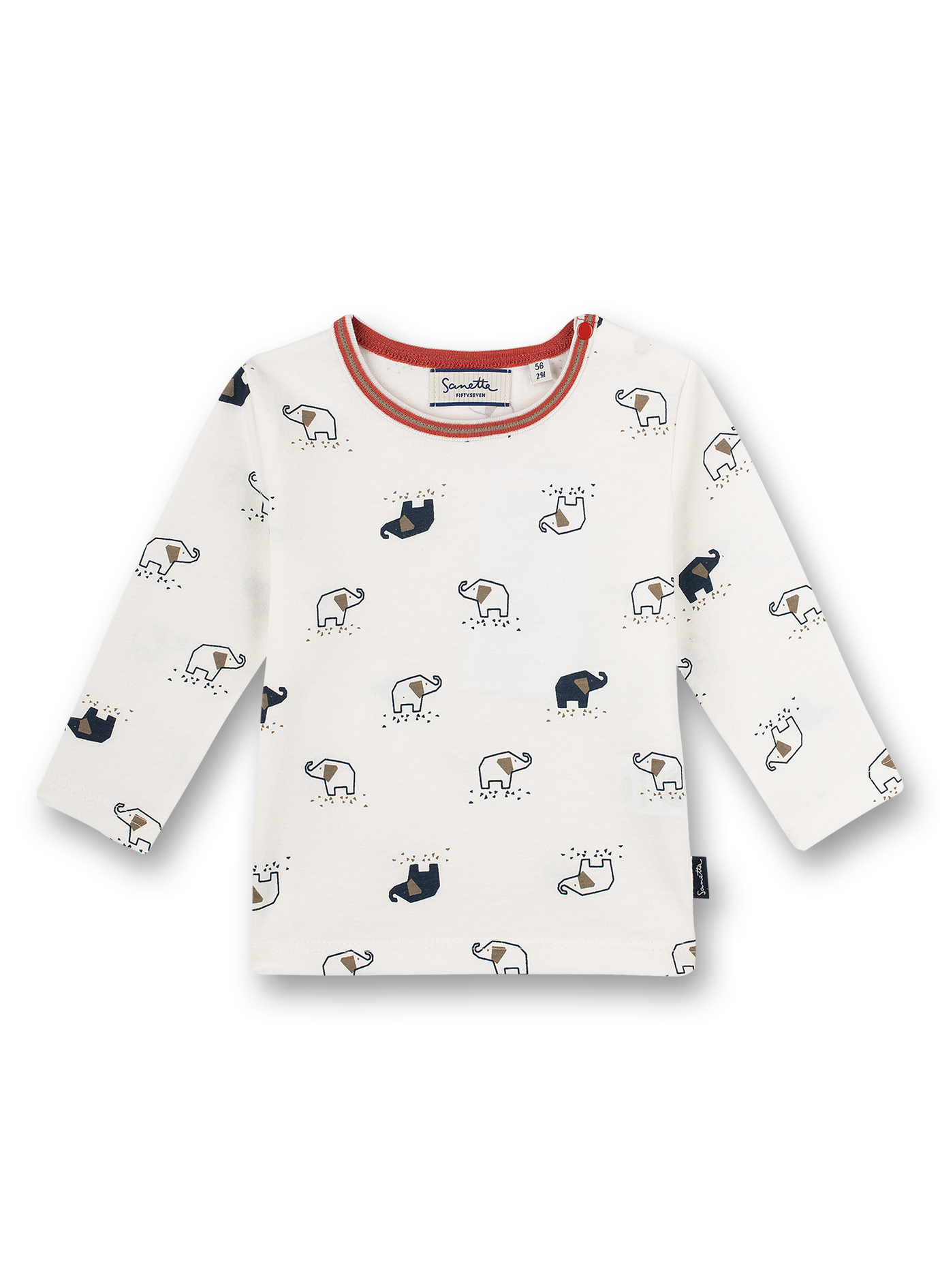 Jungen-Shirt langarm OFf-White Family Elephant