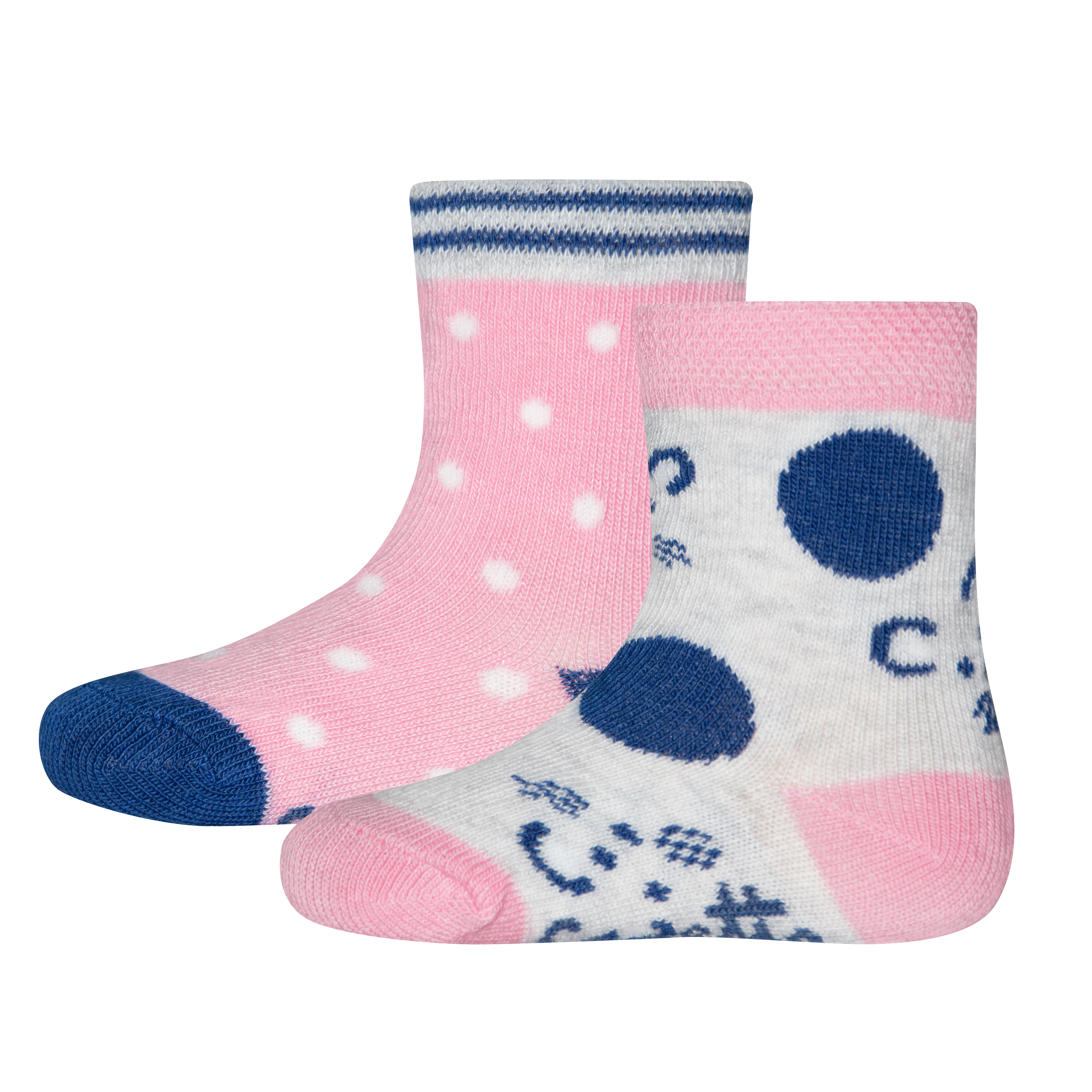 Mädchen-Socken (Doppelpack) Graumelange und Pink