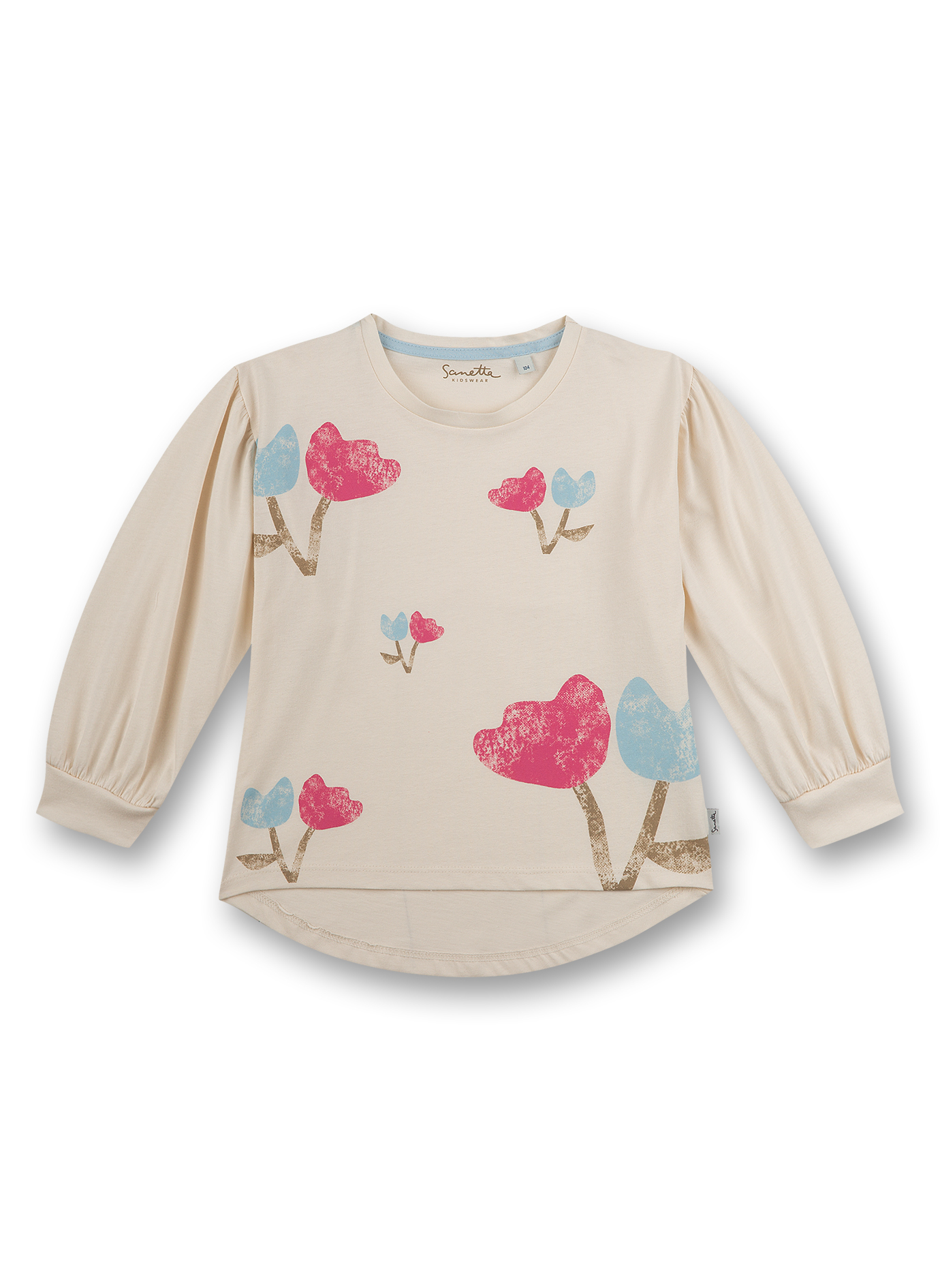 Mädchen-Shirt langarm Off-White Flower