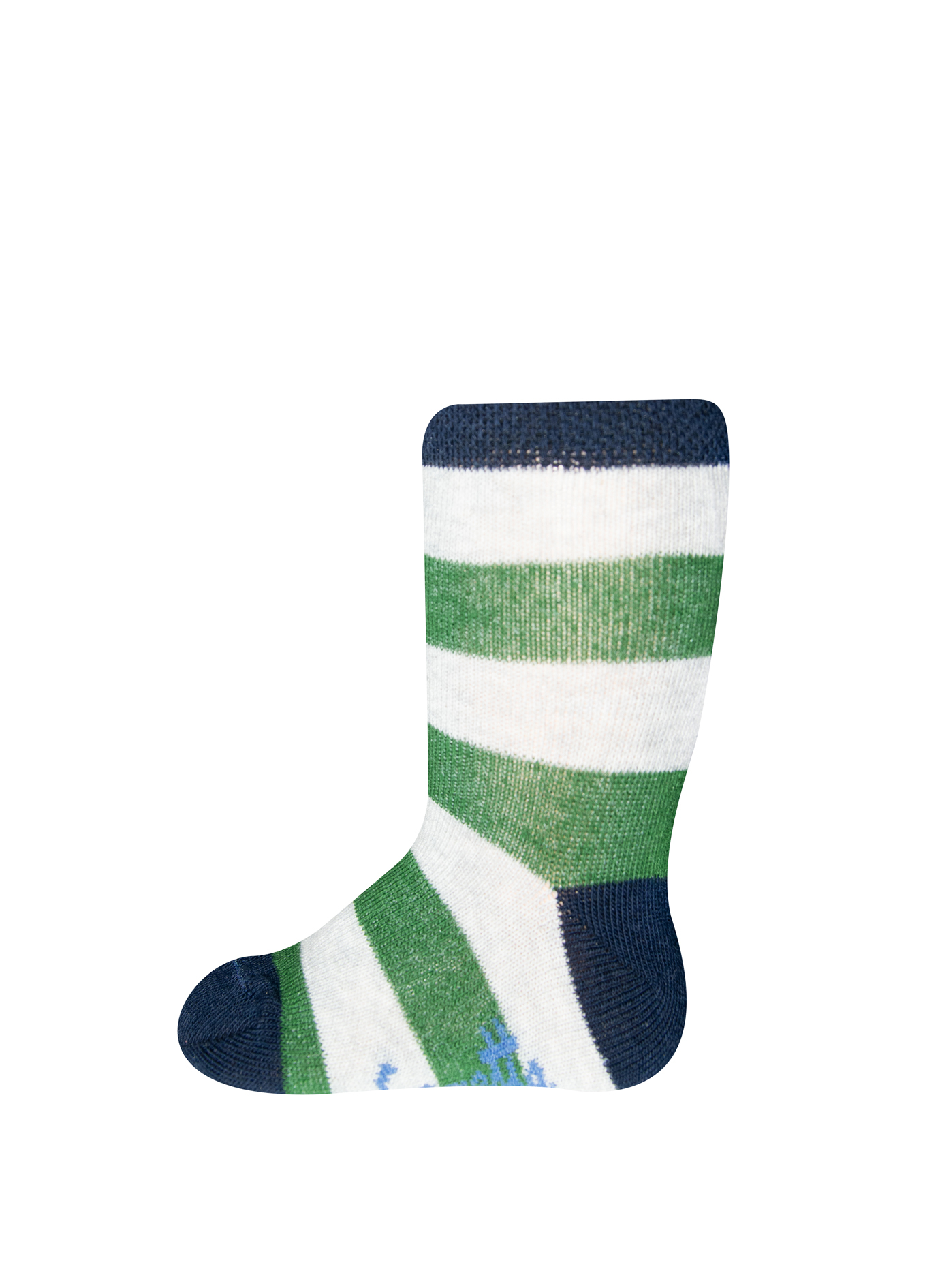 Jungen-Socken (Doppelpack) Dunkelblau und Grün-geringelt