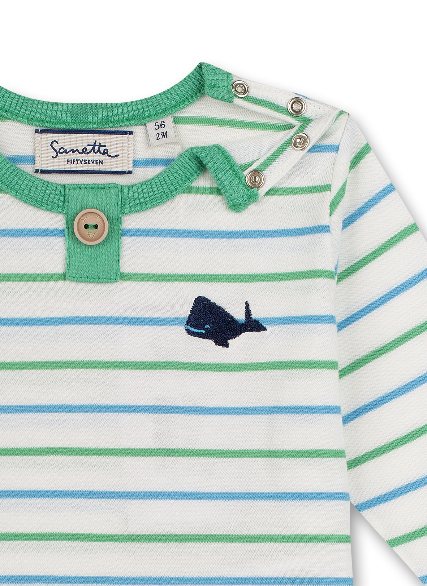 Jungen-Shirt langarm Off-White Ringel Little Whale