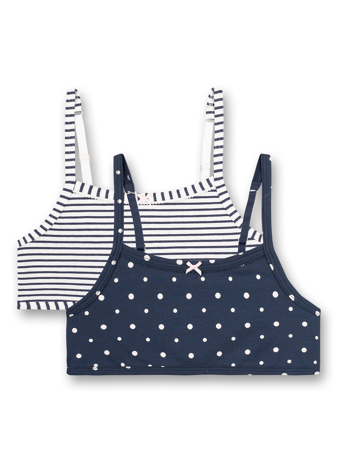 Mädchen-Bustier (Doppelpack) Dunkelblau Dots und Ringel