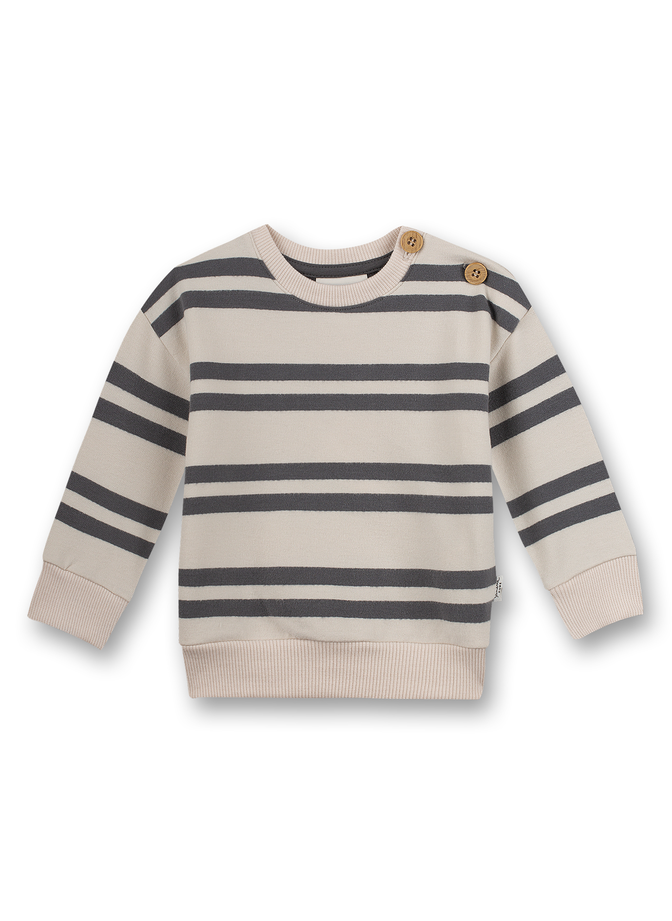 Jungen-Sweatshirt Dunkelgrau Ringel