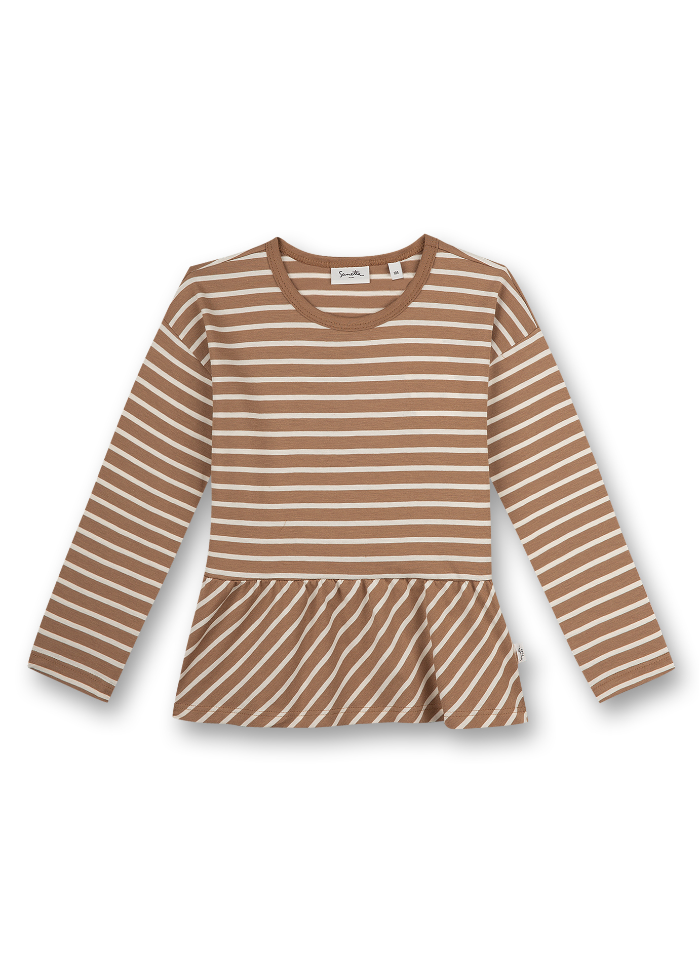 Mädchen-Shirt langarm Beige Ringel