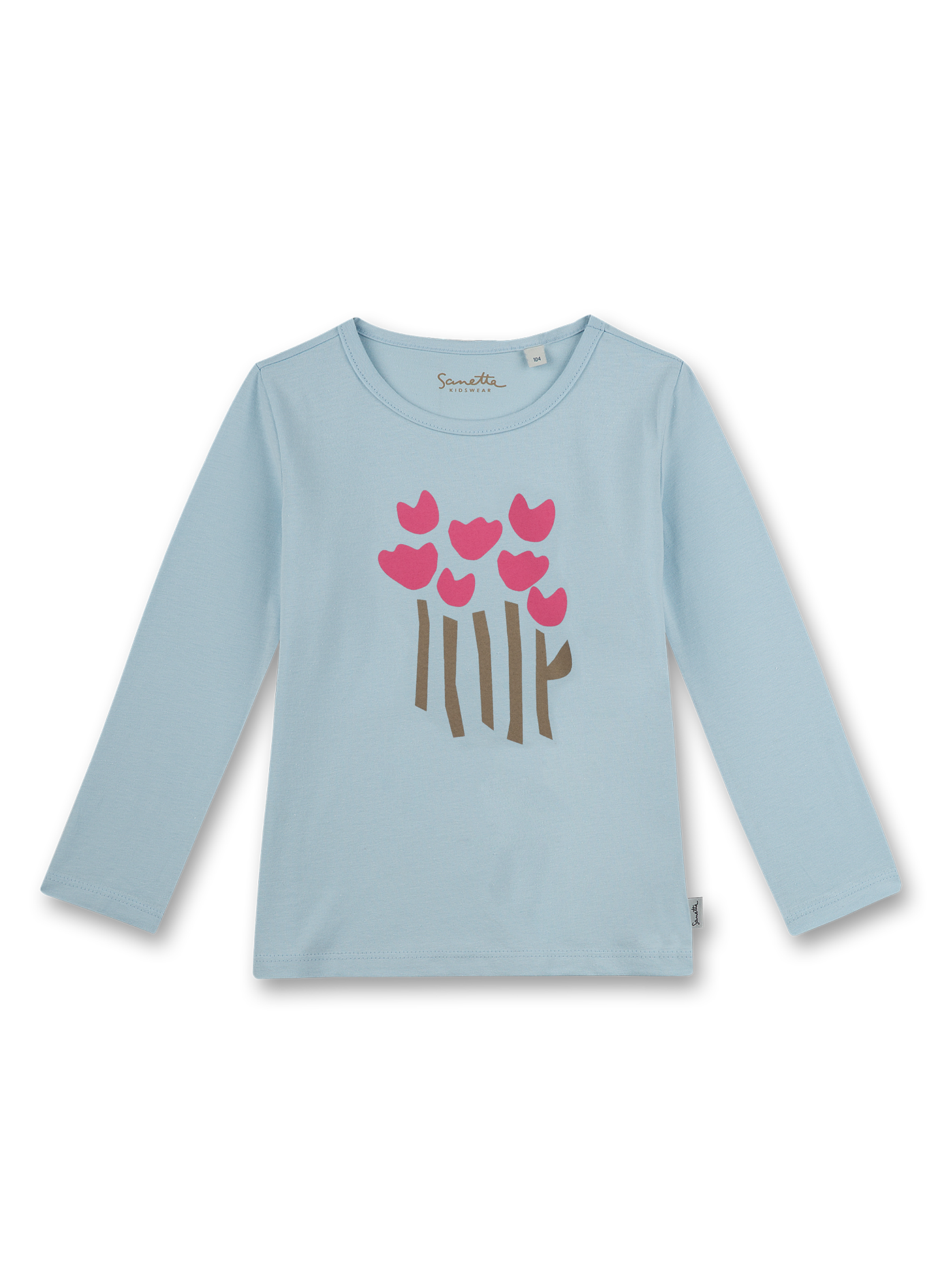 Mädchen-Shirt langarm Hellblau Flower