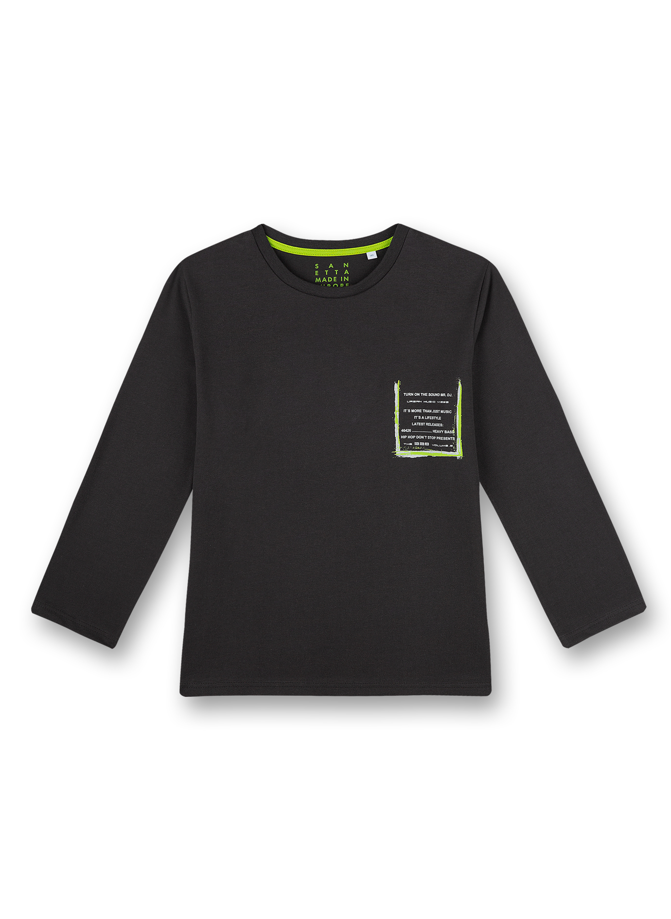 Jungen-Shirt langarm Schwarz Athleisure Urban Music