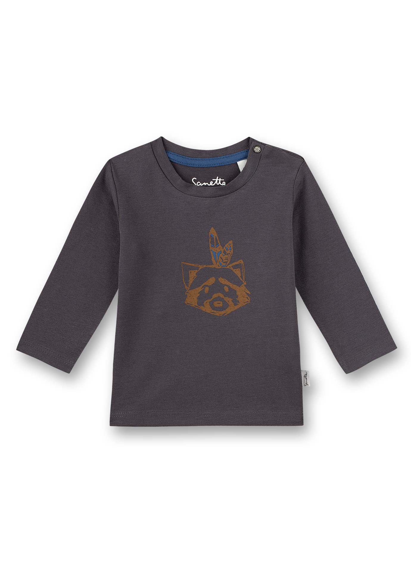 Jungen-Shirt langarm Dunkelgrau Indian Little Panda